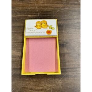 "Together is the place to be" Yellow vintage paper tray 2 Birds,Bakelite?